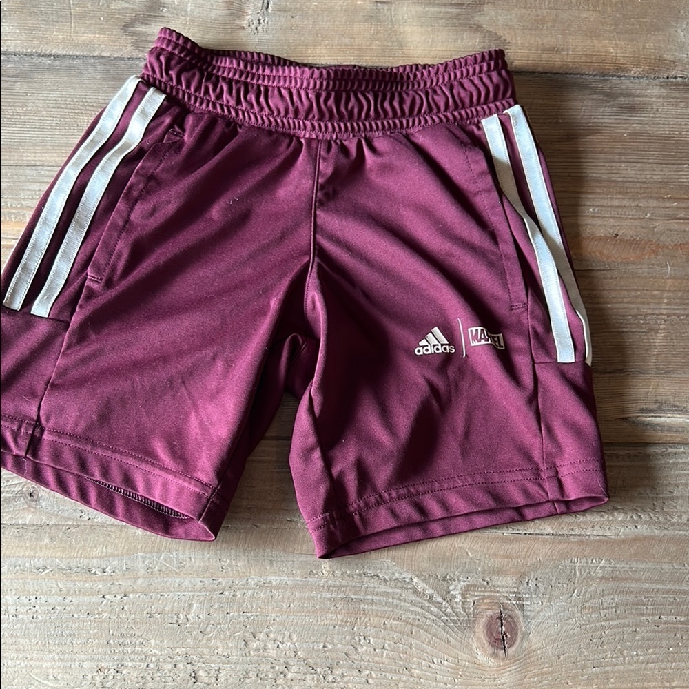 adidas Kids Maroon Shorts with White Stripes, Marvel Theme, 5T